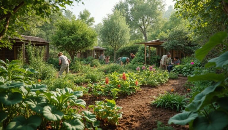 Élèves étudiant l'agriculture à l'école française