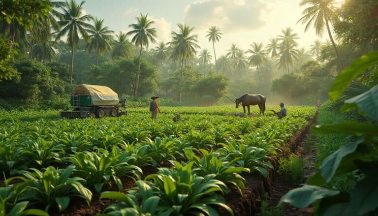 Étudiants travaillant dans une école d'agriculture française
