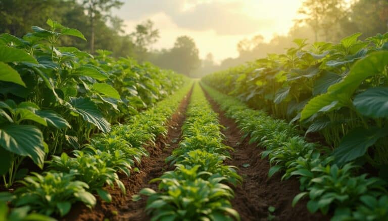 Élèves travaillant dans un champ à l'école d'agriculture