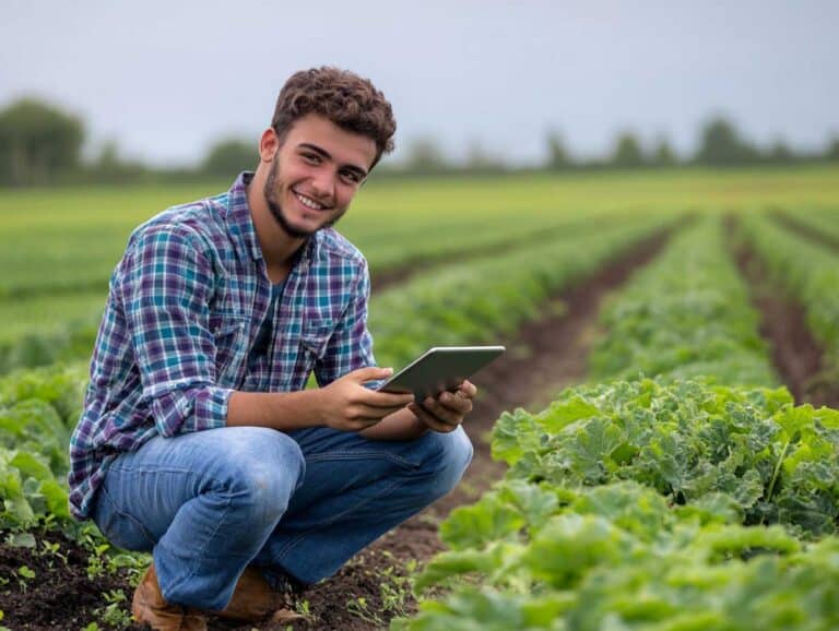 Ingénieur agronome travaillant dans un champ