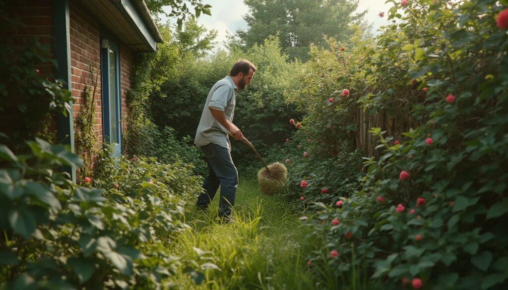 travail de nettoyage de jardin