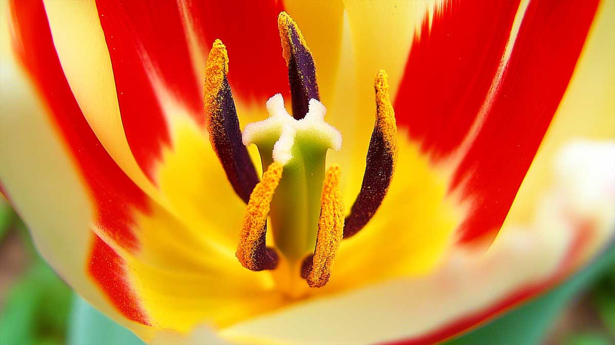 intérieur d'une tulipe en fleur
