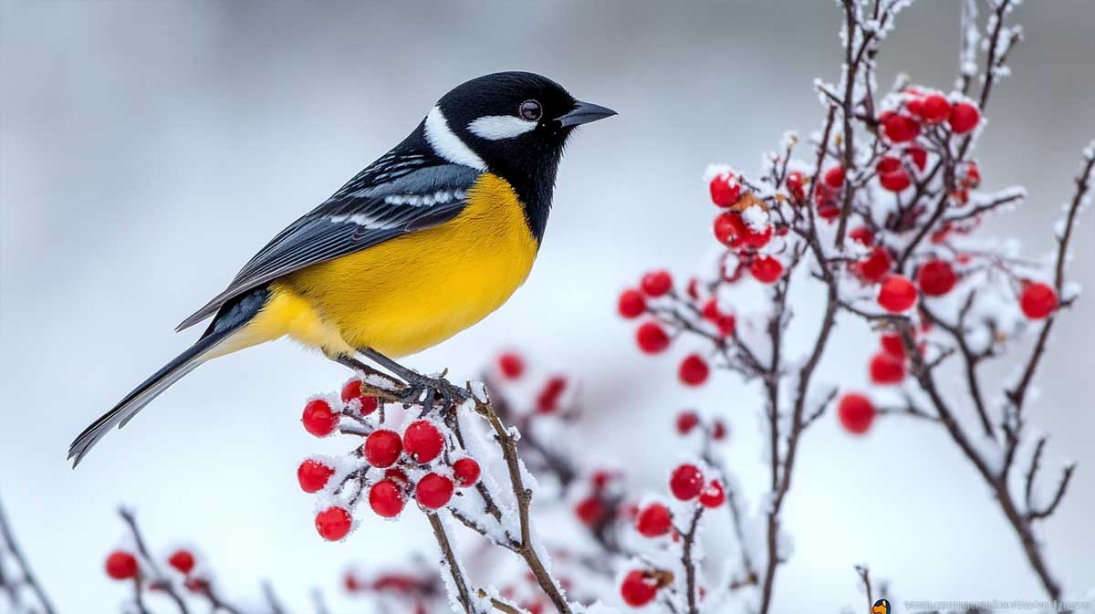 oiseau au jardin en hiver