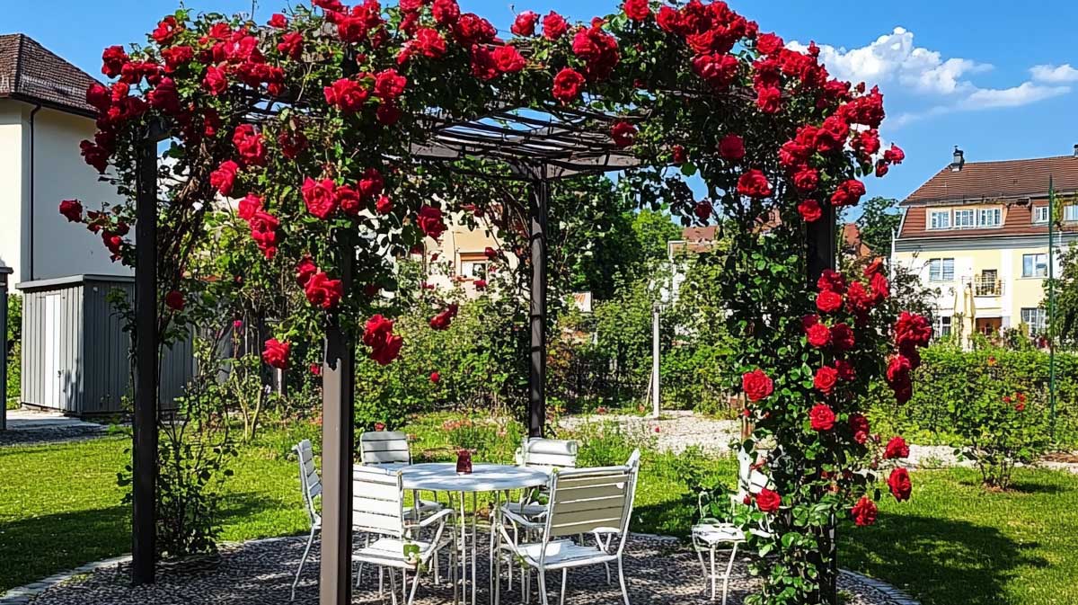 pergola roses