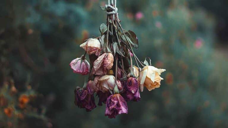 fleurs fanees suspendues