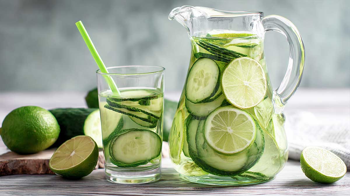 du jus de concombre dans de l'eau