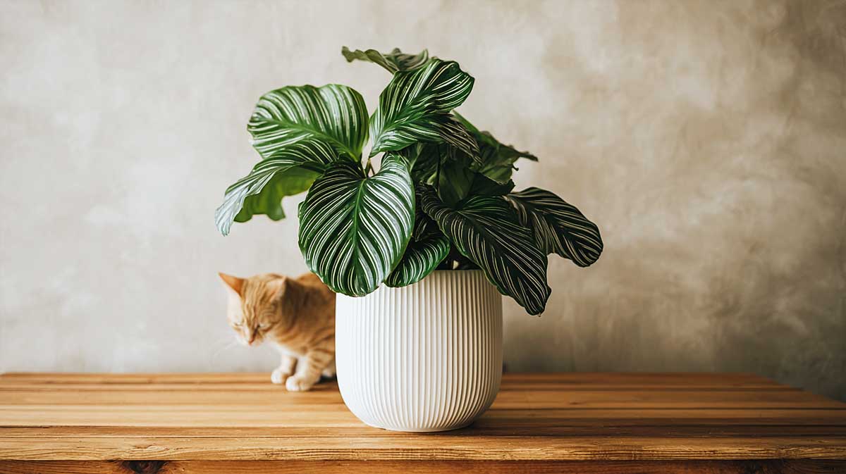calathea et chat