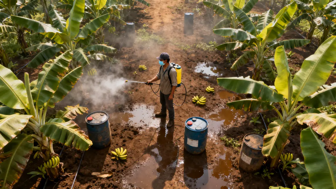 Plantation banane pesticides ouvriers masques