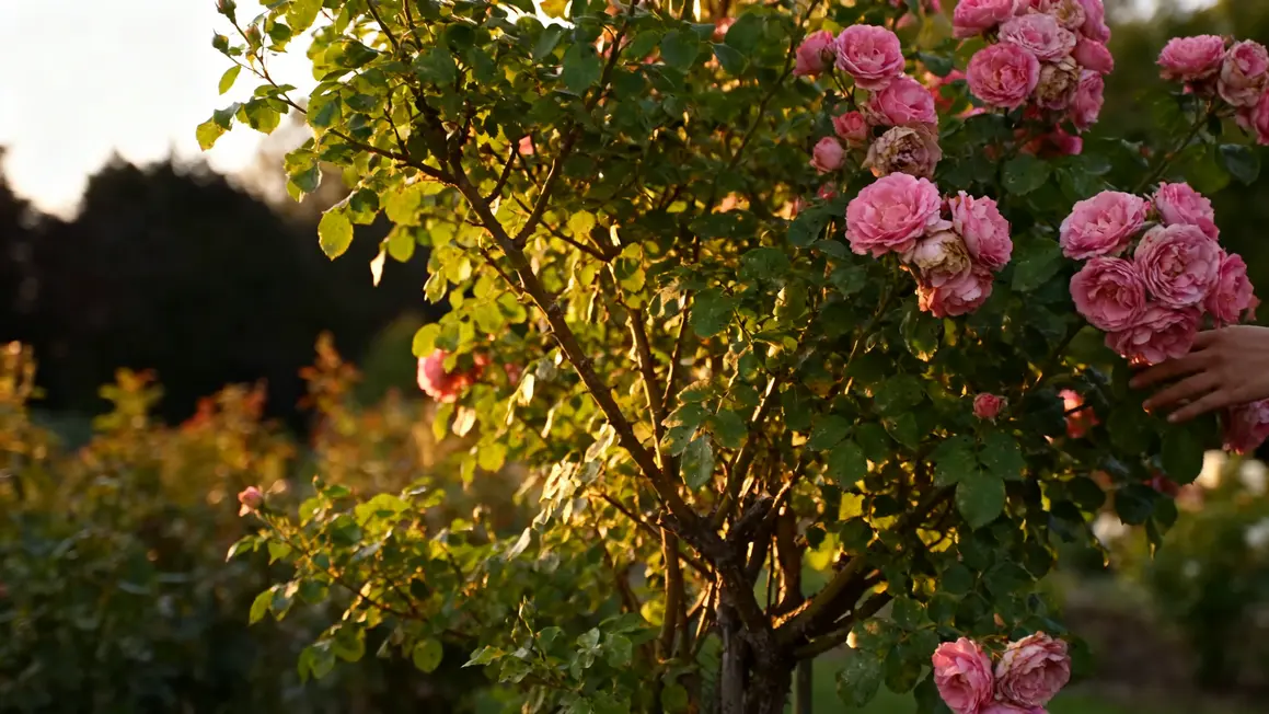 Gros plan rosier buisson feuillage dense
