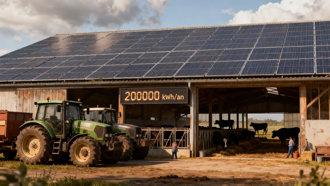 Hangar agricole panneaux solaires production electricite