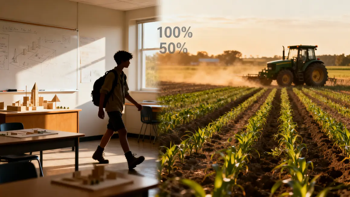Étudiant BTS agronomie alternance entre salle et terrain
