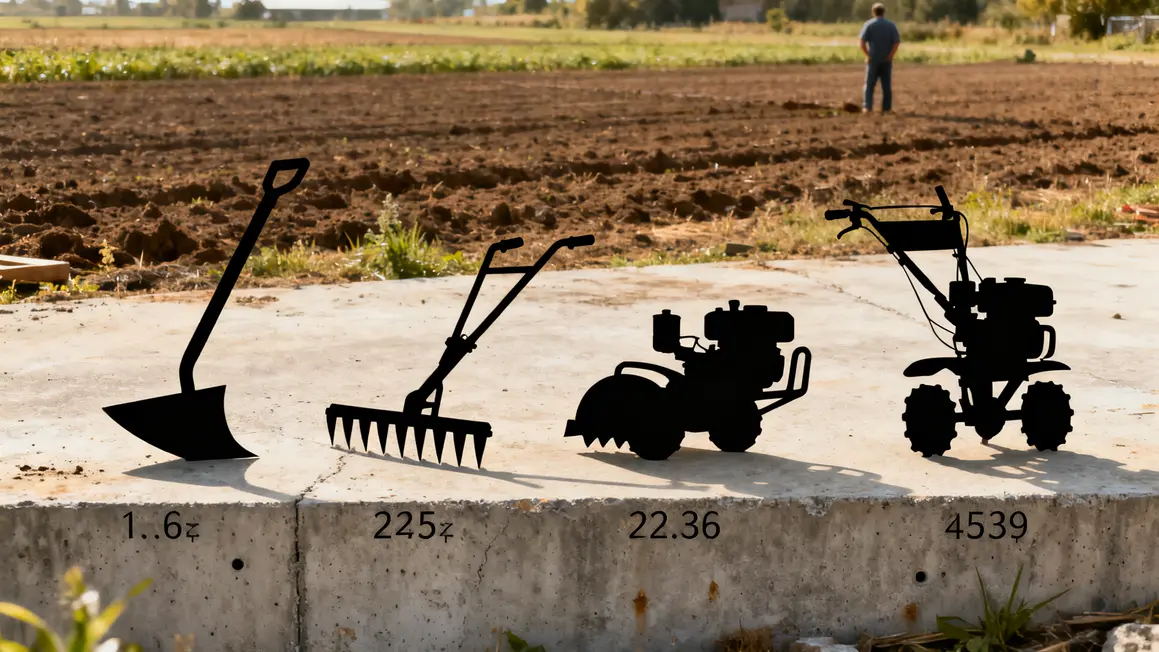 tableau outils agricoles herse etrille bineuse motobineuse champ prepare