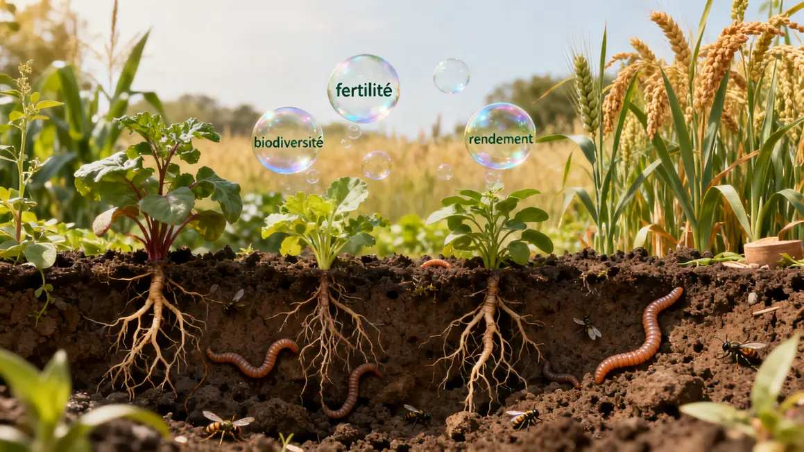 Sol racines biodiversité rotation des cultures