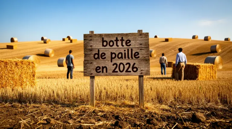 Champ rural moderne avec bottes de paille 2026