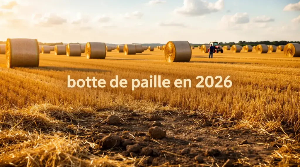 Champ agricole avec bottes de paille 2026