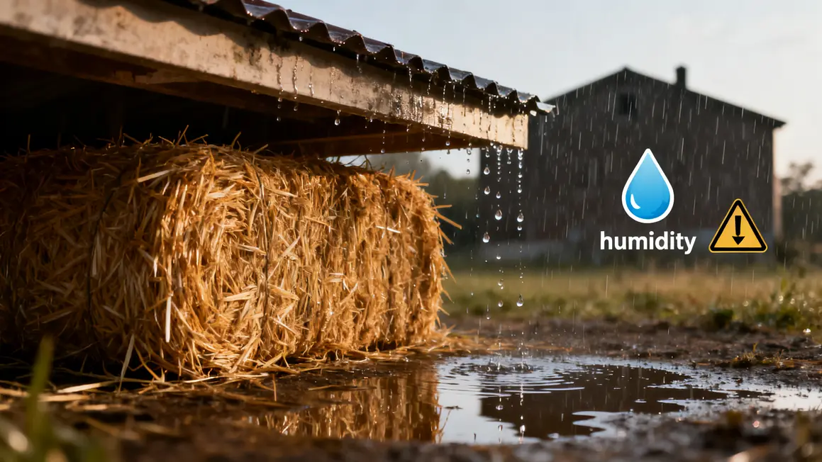 botte de paille exposée à la pluie