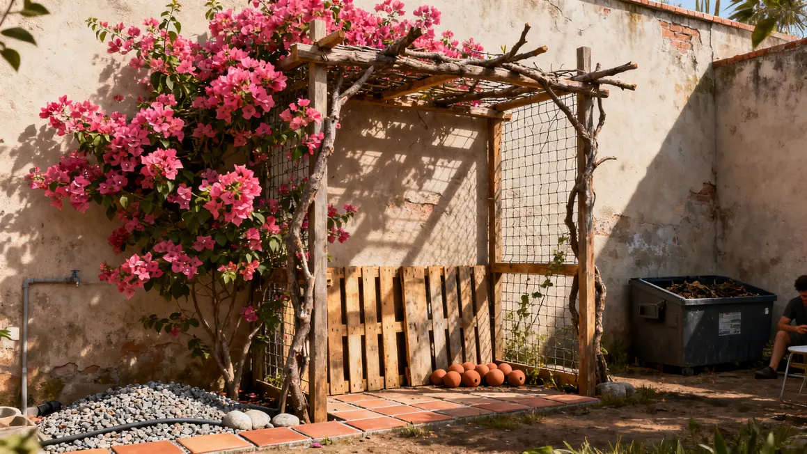 bougainvillier treillis maison drainage compost
