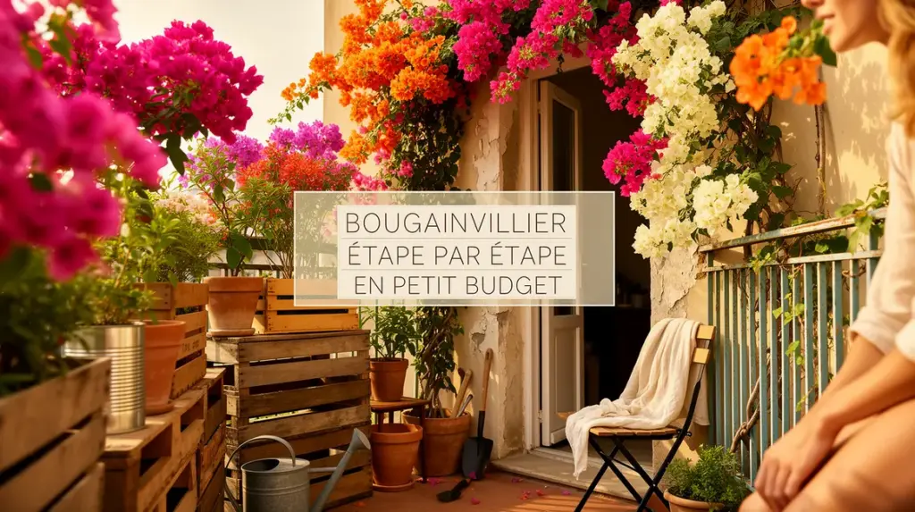 bougainvillier balcon coloré matériaux récup été