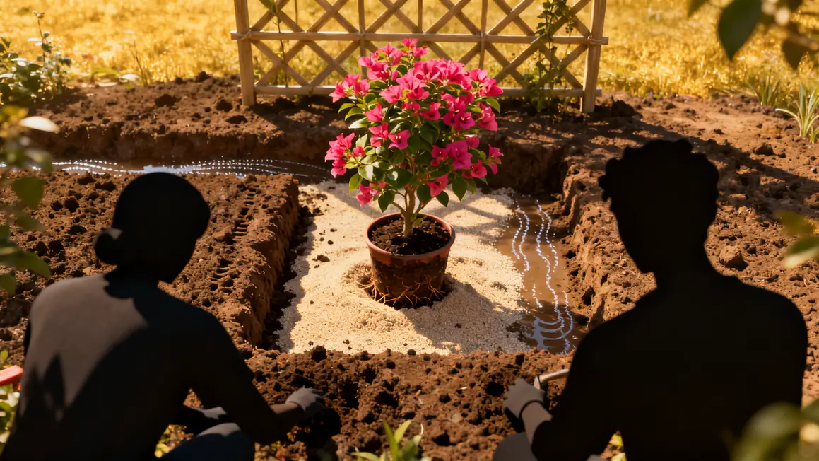 planter bougainvillier en pleine terre avec drainage pouzzolane treillage et arrosage