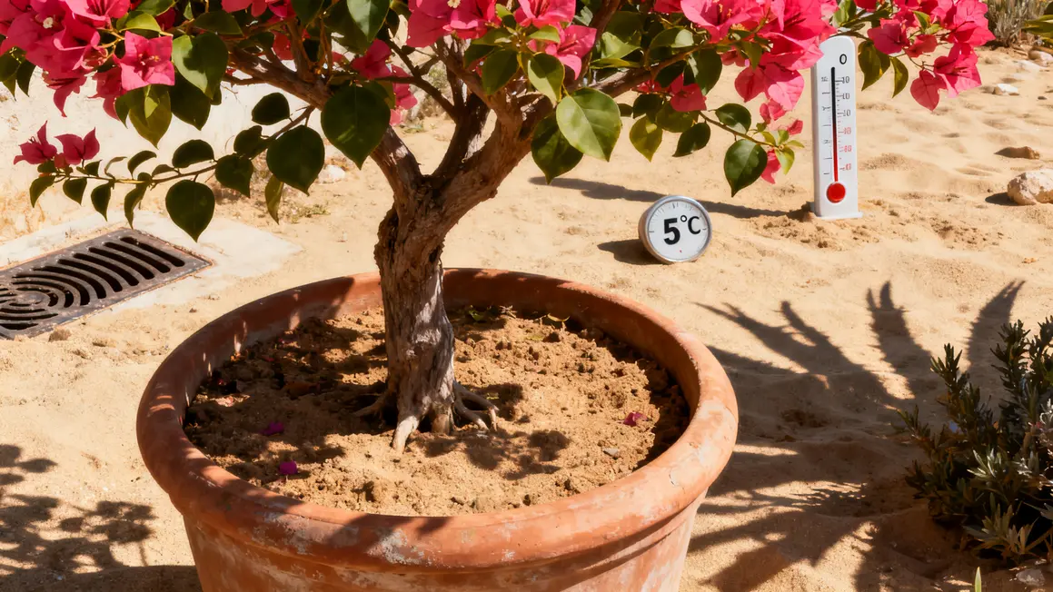 bougainvillier en pot large soleil terre sableuse