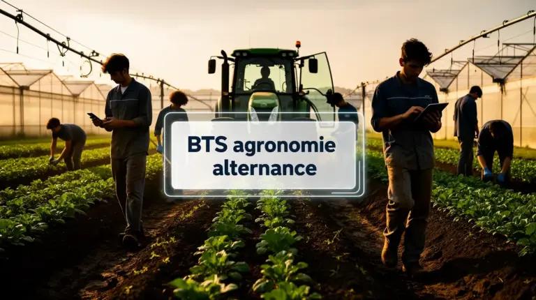 Illustration BTS agronomie alternance étudiants sur exploitation moderne