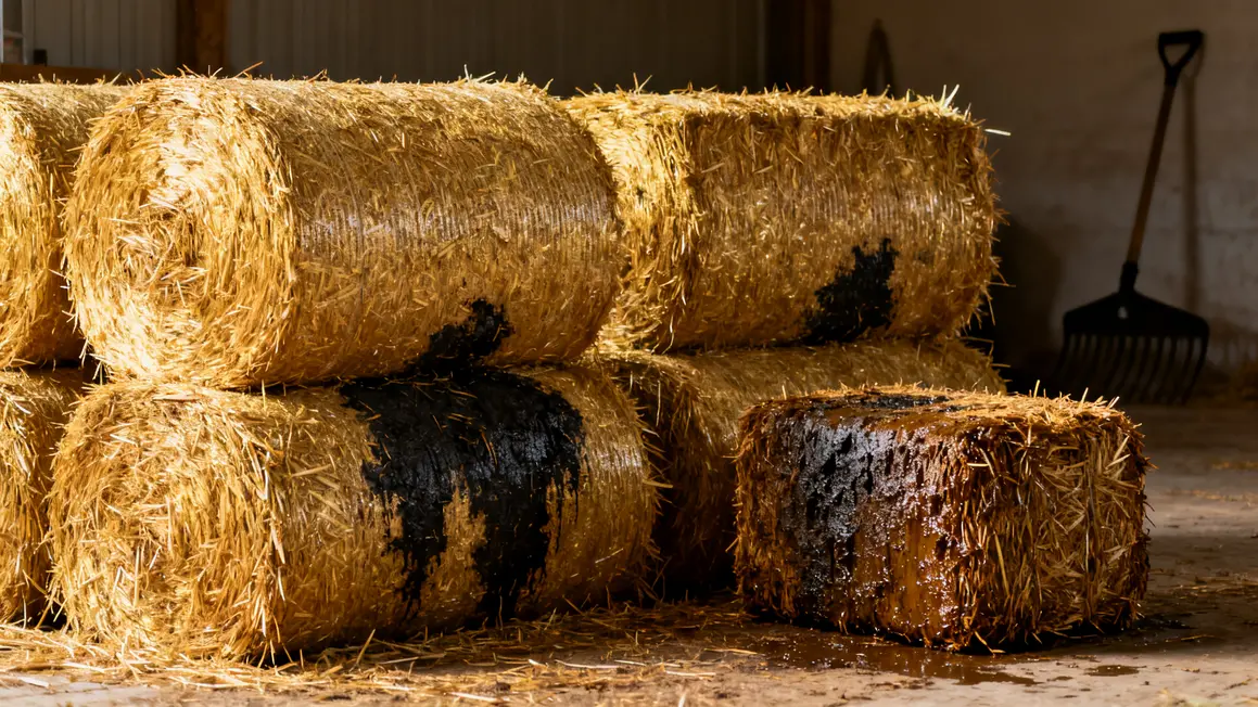 Bottes de paille classement humidité surfaces dorées