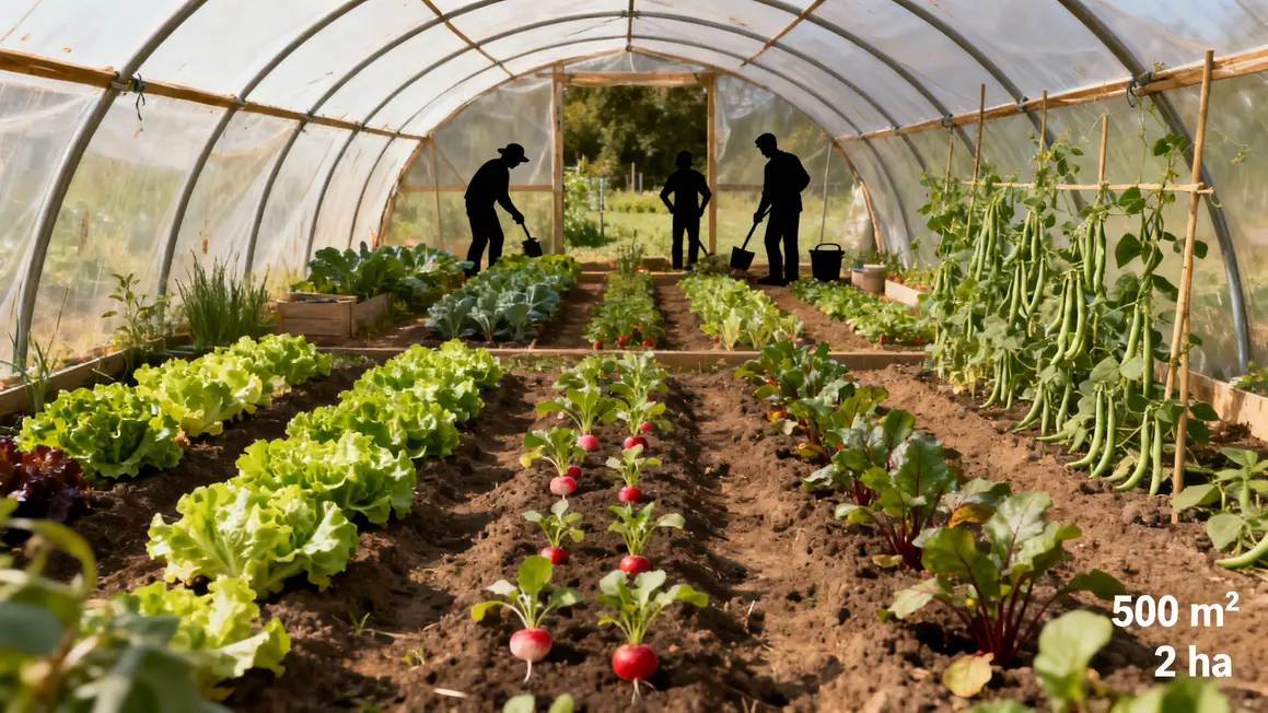 illustration legumes tunnels chiffres 500 m2 2 ha
