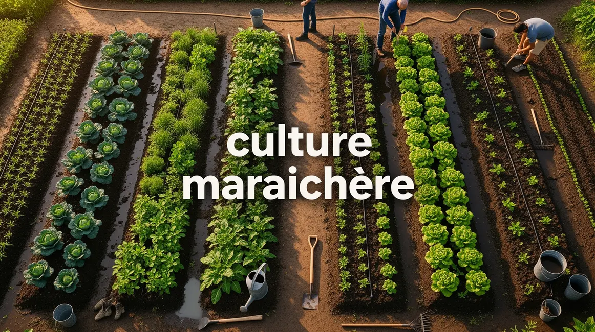 photo culture maraichere sur petite parcelle avec outils