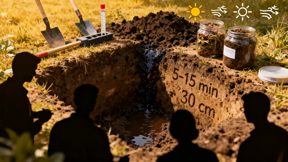 test sol compost infiltration soleil vent culture maraichere