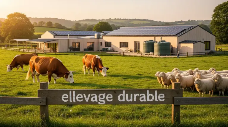 image elevage durable ferme moderne animaux pâturages