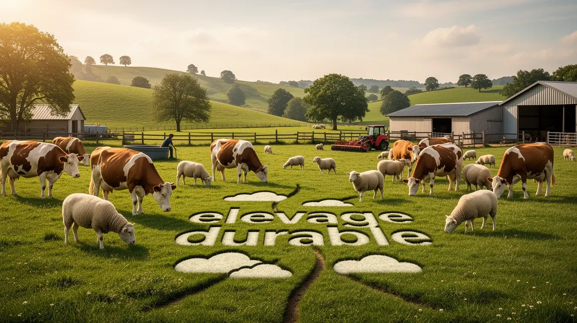 Paysage rural elevage durable vaches moutons prairie collines