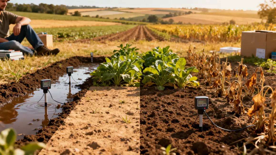 parcelle comparant humidité irrigation agricole capteurs