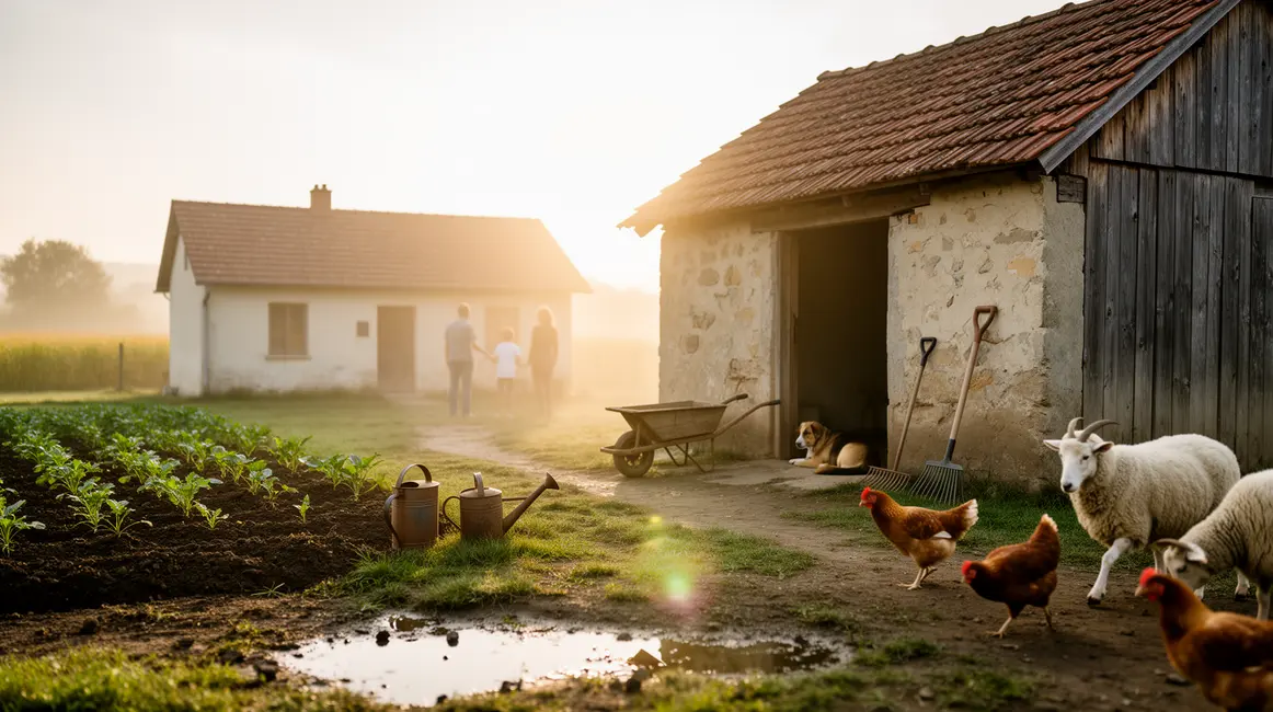 ferme familiale bâtiments animaux outils budget limité