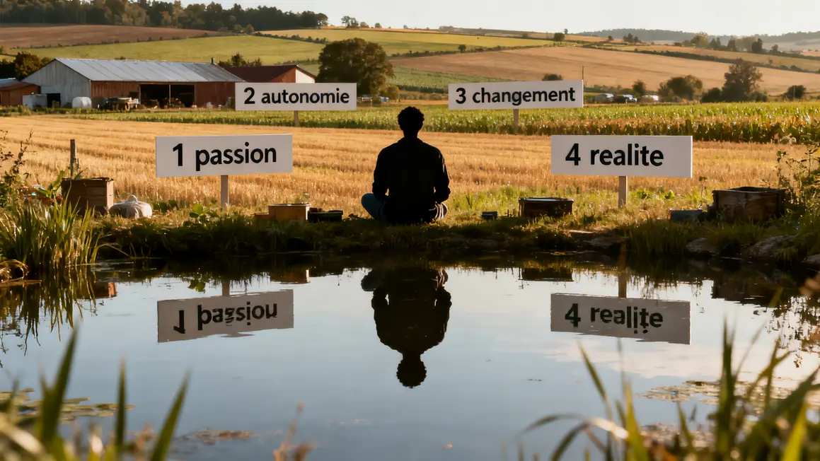 formation agricole adulte silhouette réfléchie paysage décision