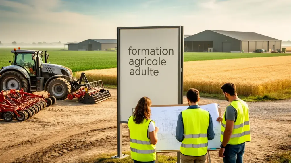 Ferme moderne avec tracteur formation agricole adulte