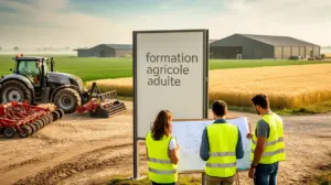 Ferme moderne avec tracteur formation agricole adulte