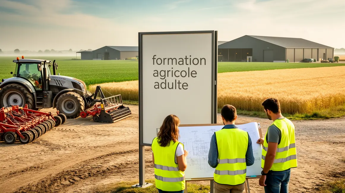 Ferme moderne avec tracteur formation agricole adulte