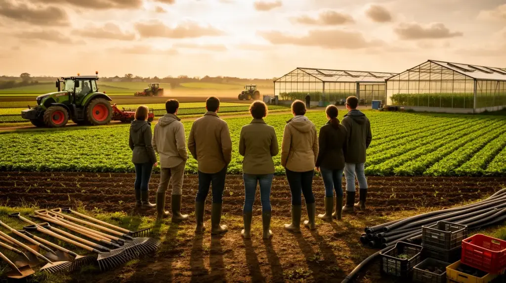 formation agricole adulte paysage moderne tracteurs serres