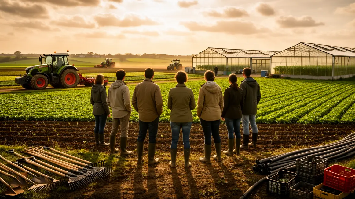 formation agricole adulte paysage moderne tracteurs serres