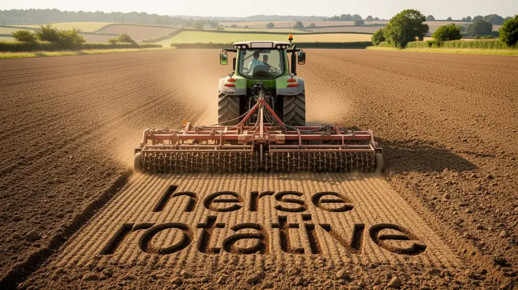 herse rotative tracteur champ relief
