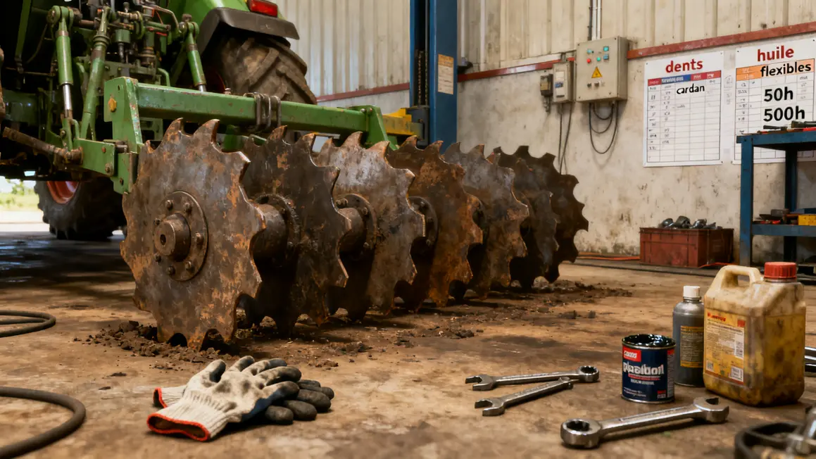 entretien herse rotative atelier controle et graissage