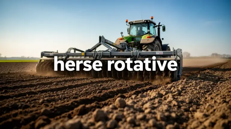 herse rotative moderne sur champ avec tracteur