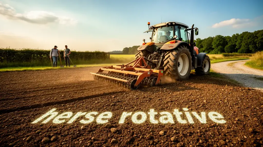 herse rotative tracteur champ agricole photo