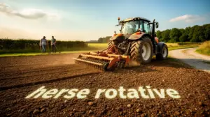 herse rotative tracteur champ agricole photo