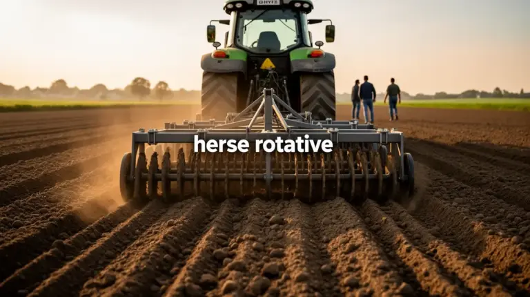 champ prepare tracteur avec herse rotative