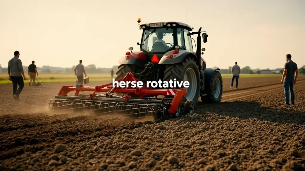 herse rotative attelée tracteur sol préparé