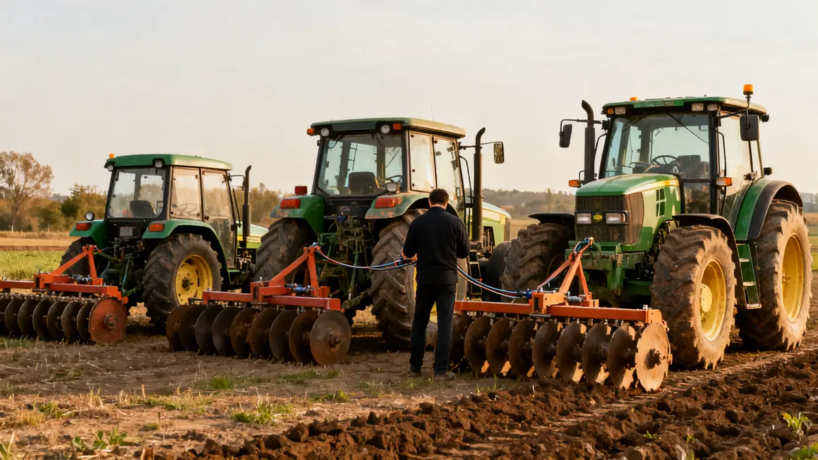 tracteurs tailles differentes avec herses rotatives