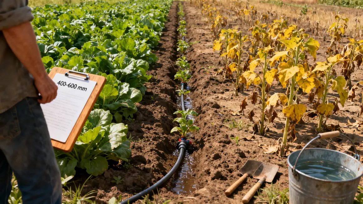 Parcelle testant irrigation agricole goutte a goutte