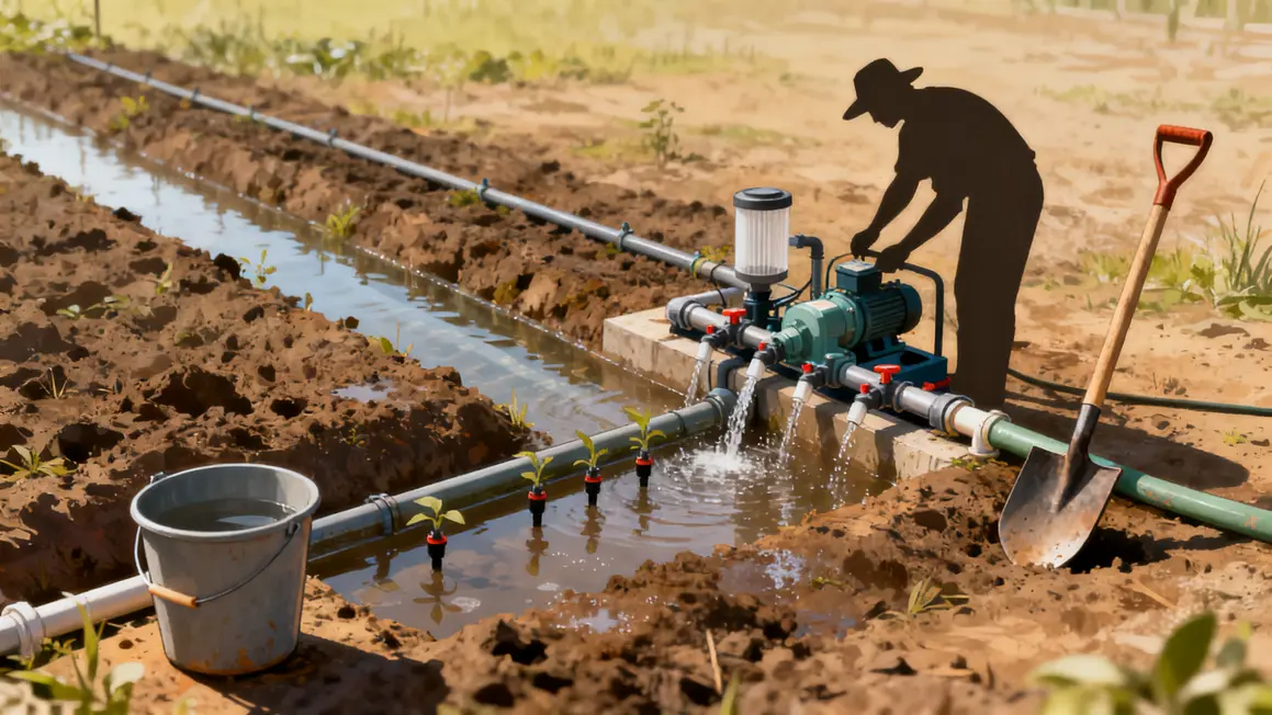 agriculteur entretien systeme irrigation agricole