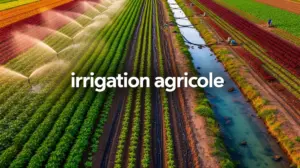 vue aérienne de parcelle agricole avec irrigation agricole
